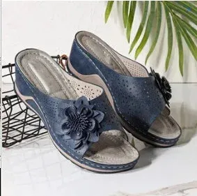 Sandals Women Summer New 2023 Women's Woven Flower Wedge Slippers Outdoor Sports Beach Casual Peep Toe Comfortable Shoes