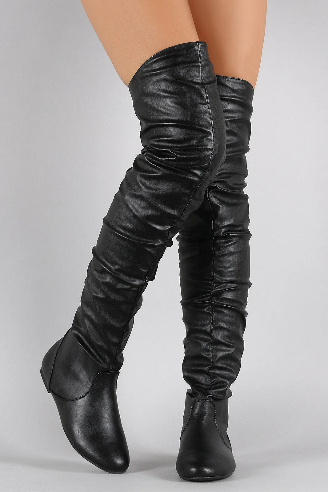 Slouchy Over-the-Knee Flat Boot