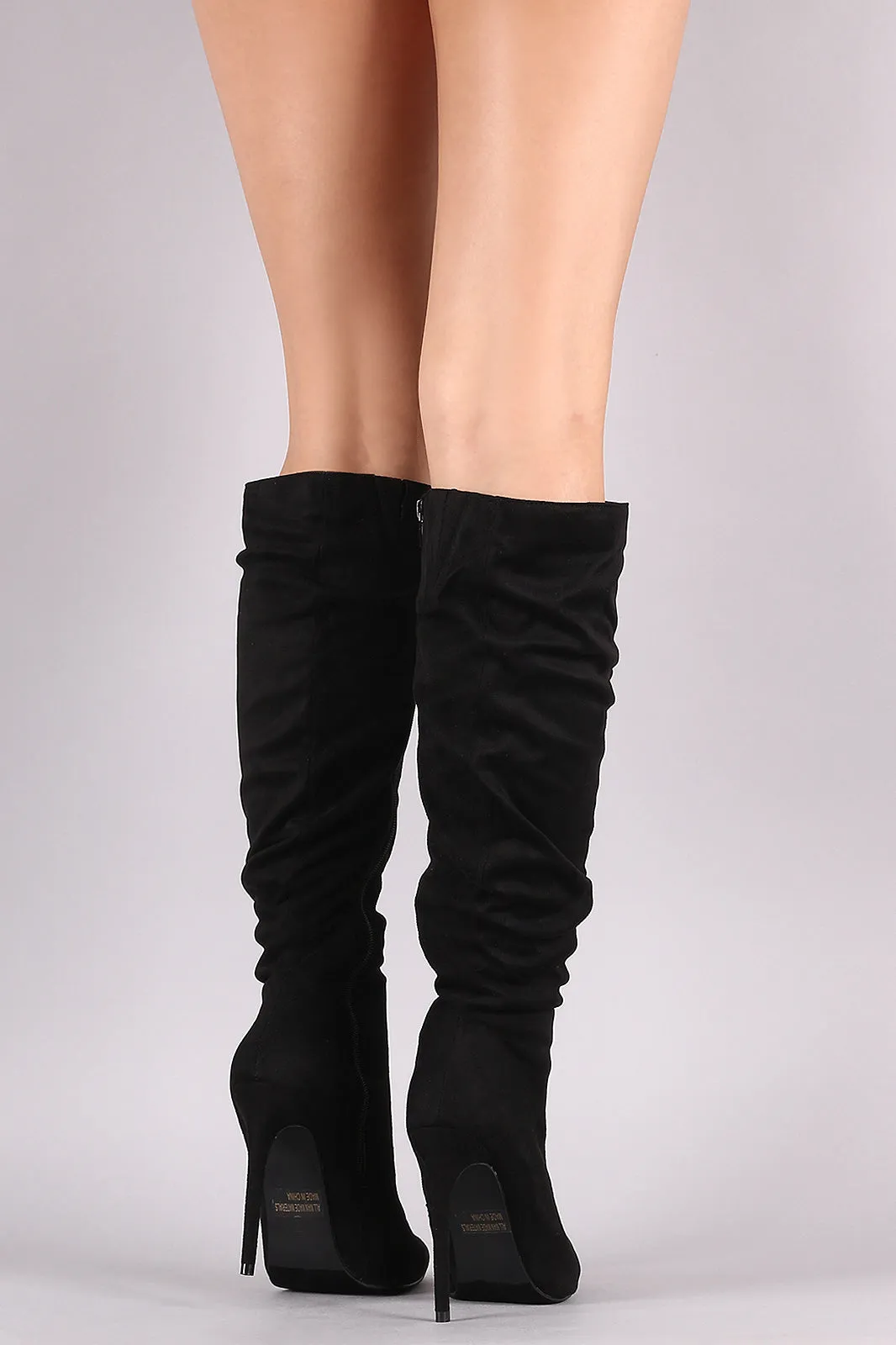 Slouchy Pointy Toe Stiletto Knee High Boots