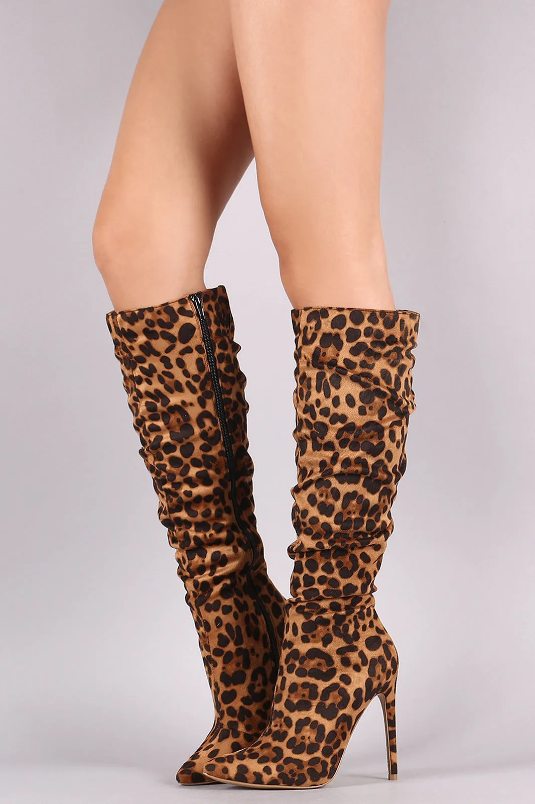 Slouchy Pointy Toe Stiletto Knee High Boots