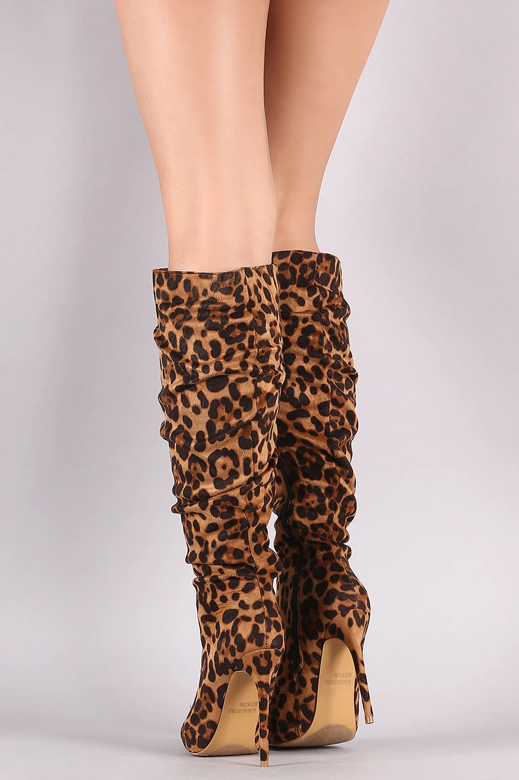 Slouchy Pointy Toe Stiletto Knee High Boots