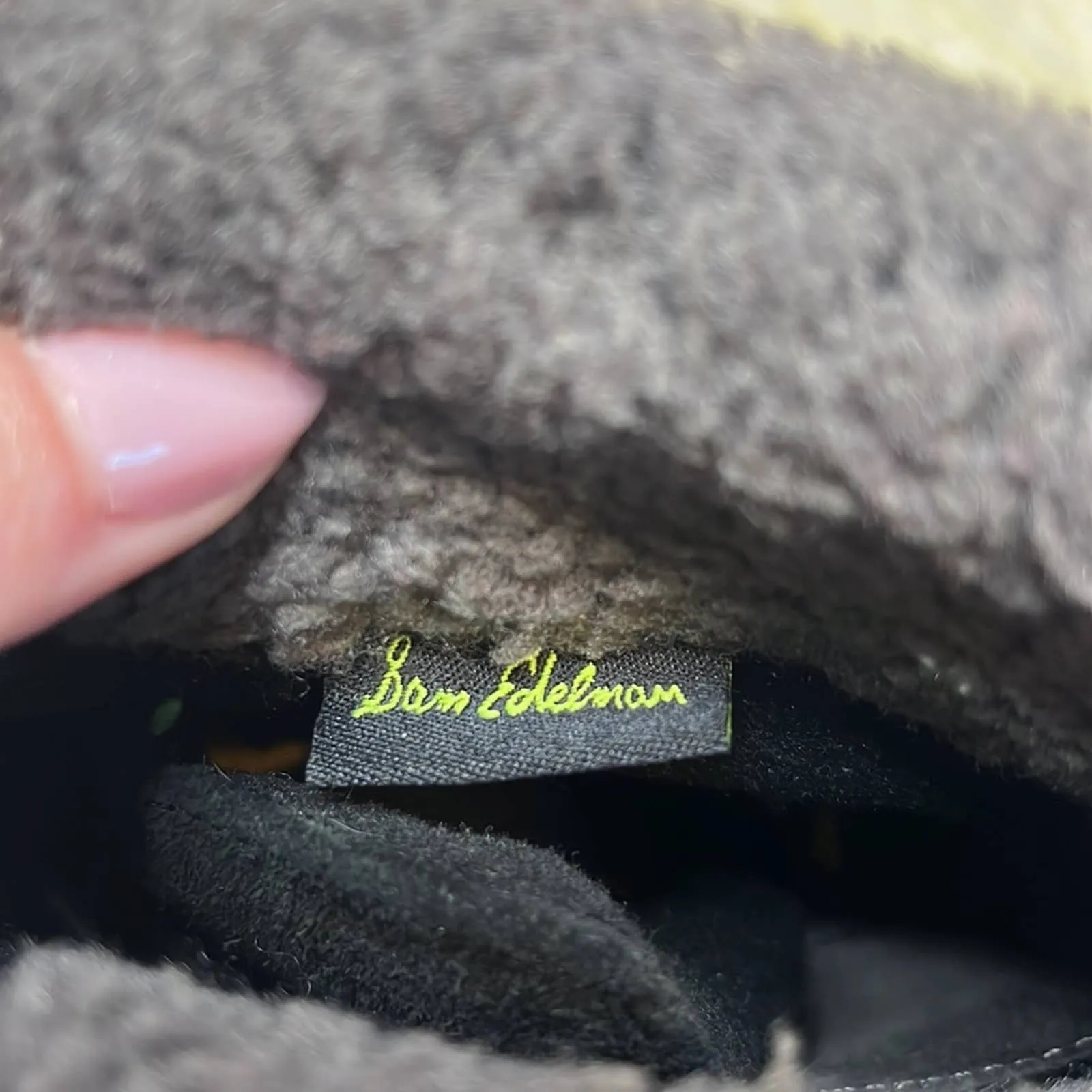 Sz 10 Sam Edelman Black Faux Fur Franc Hiking Boots Shoes