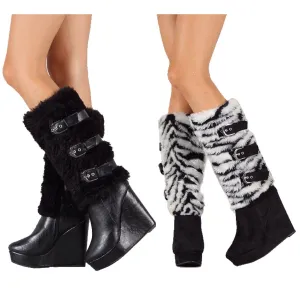 Tall All Fur Knee High Wedge Boots