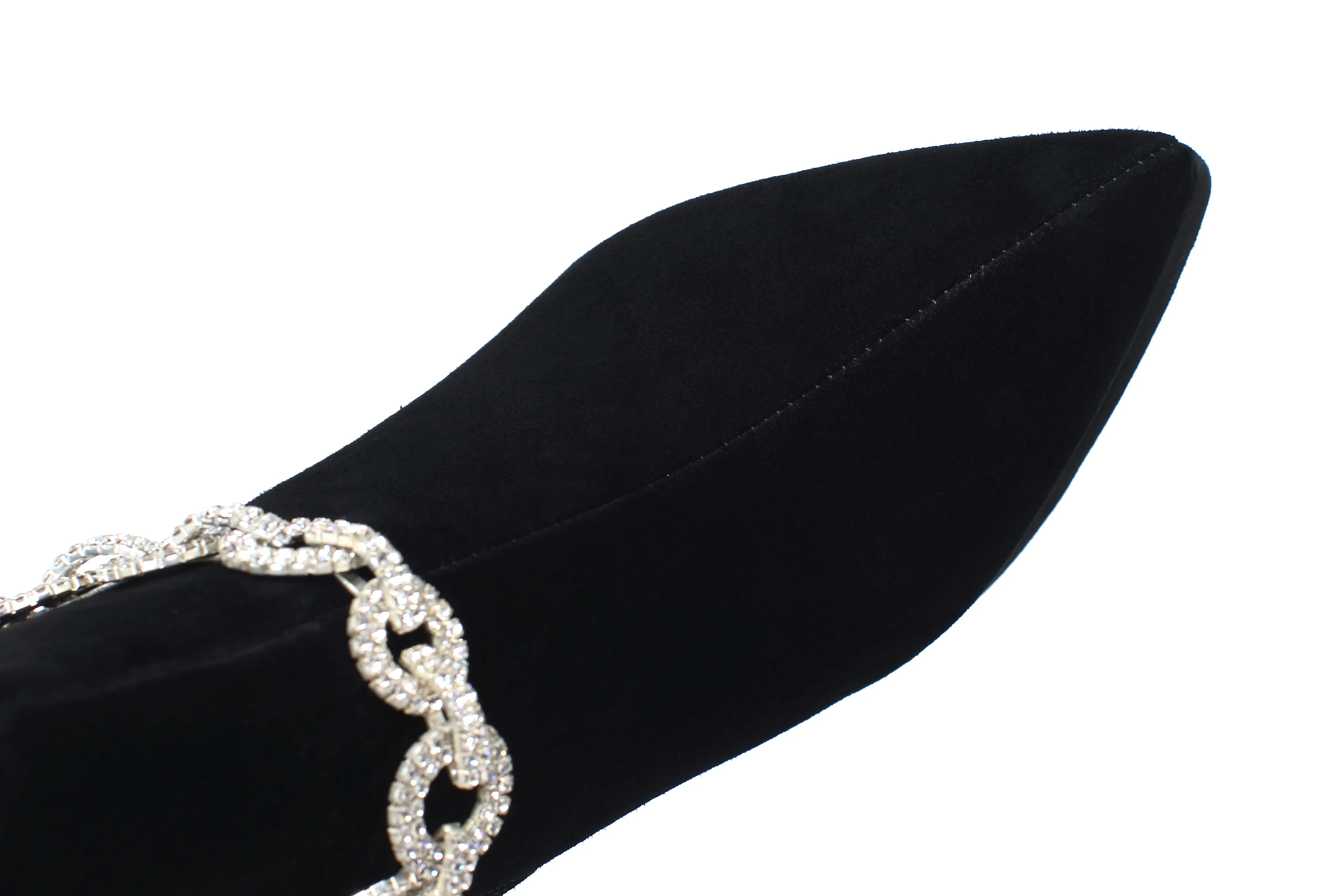 TinaCus Suede Leather Handmade Women's Sexy Stiletto Heel Side Zip Up Platform Glitter Rhinestones Decor Sexy Ankle Booties