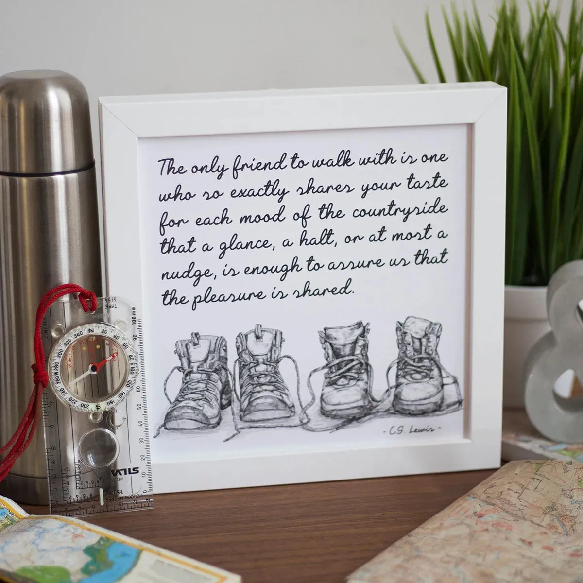 Walking Friends Quote Art Print