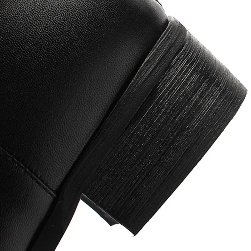 Women's knee high riding boots with buckle