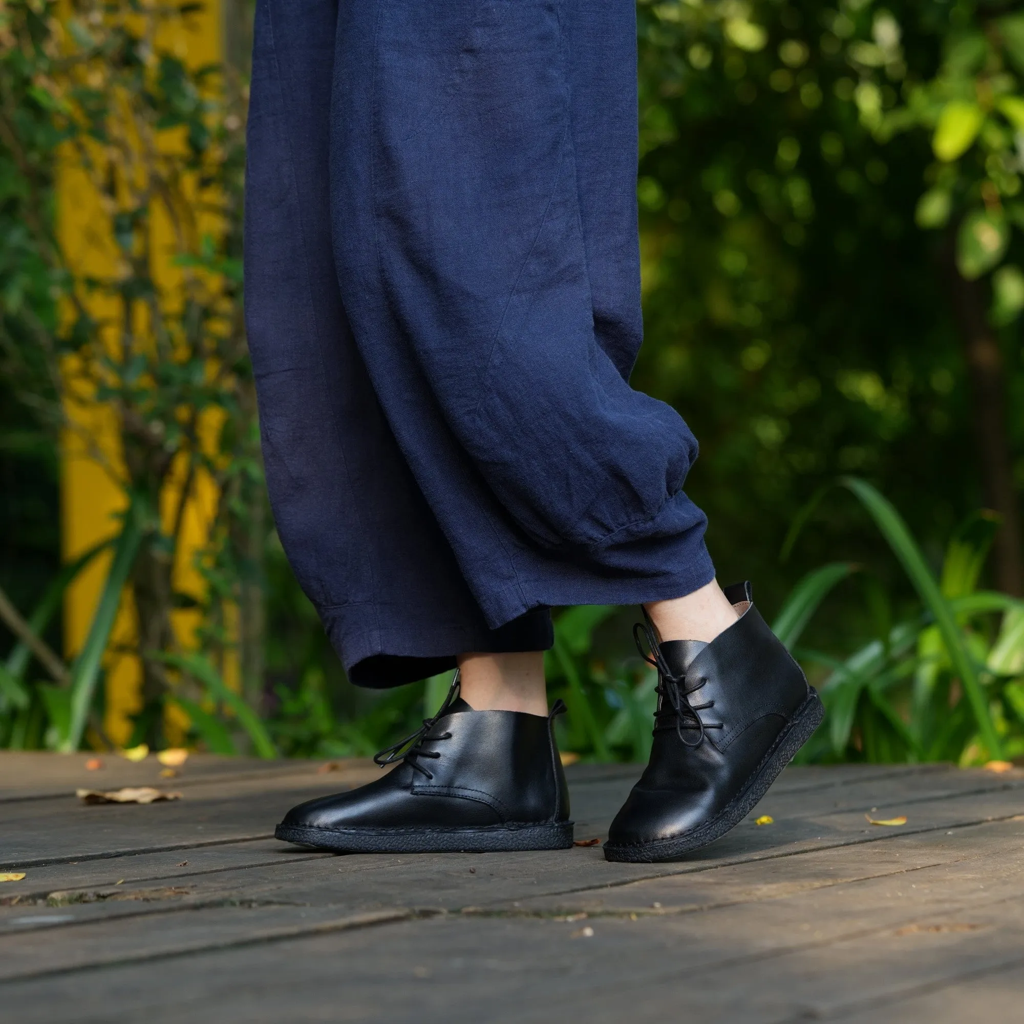 Zero Drop Lace-Up Soft Barefoot Ankle Booties Casual Work Combat Boots Mori Girl Designer Shoes Brush-Off